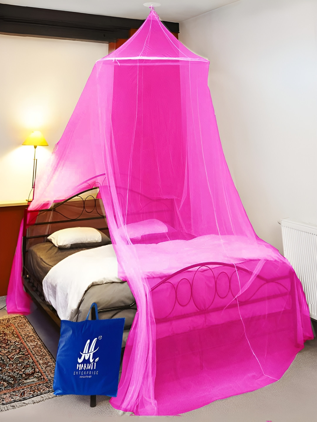 

MARUTI ENTERPRISE Pink King Size Hanging Mosquito Net