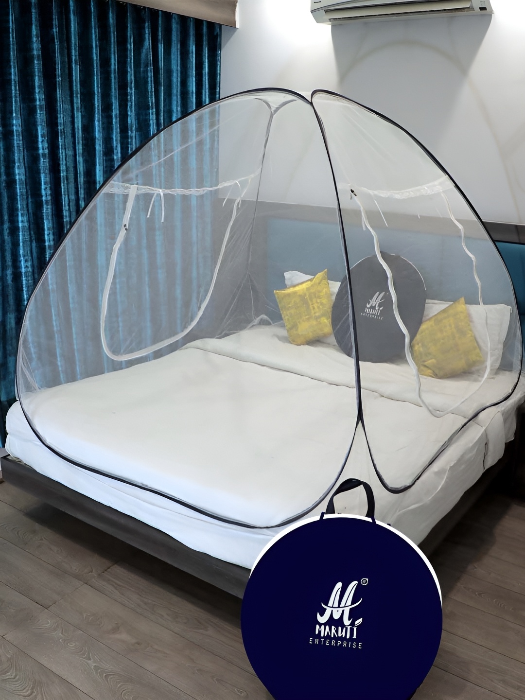 

MARUTI ENTERPRISE White & Black King Size Tent Mosquito Net
