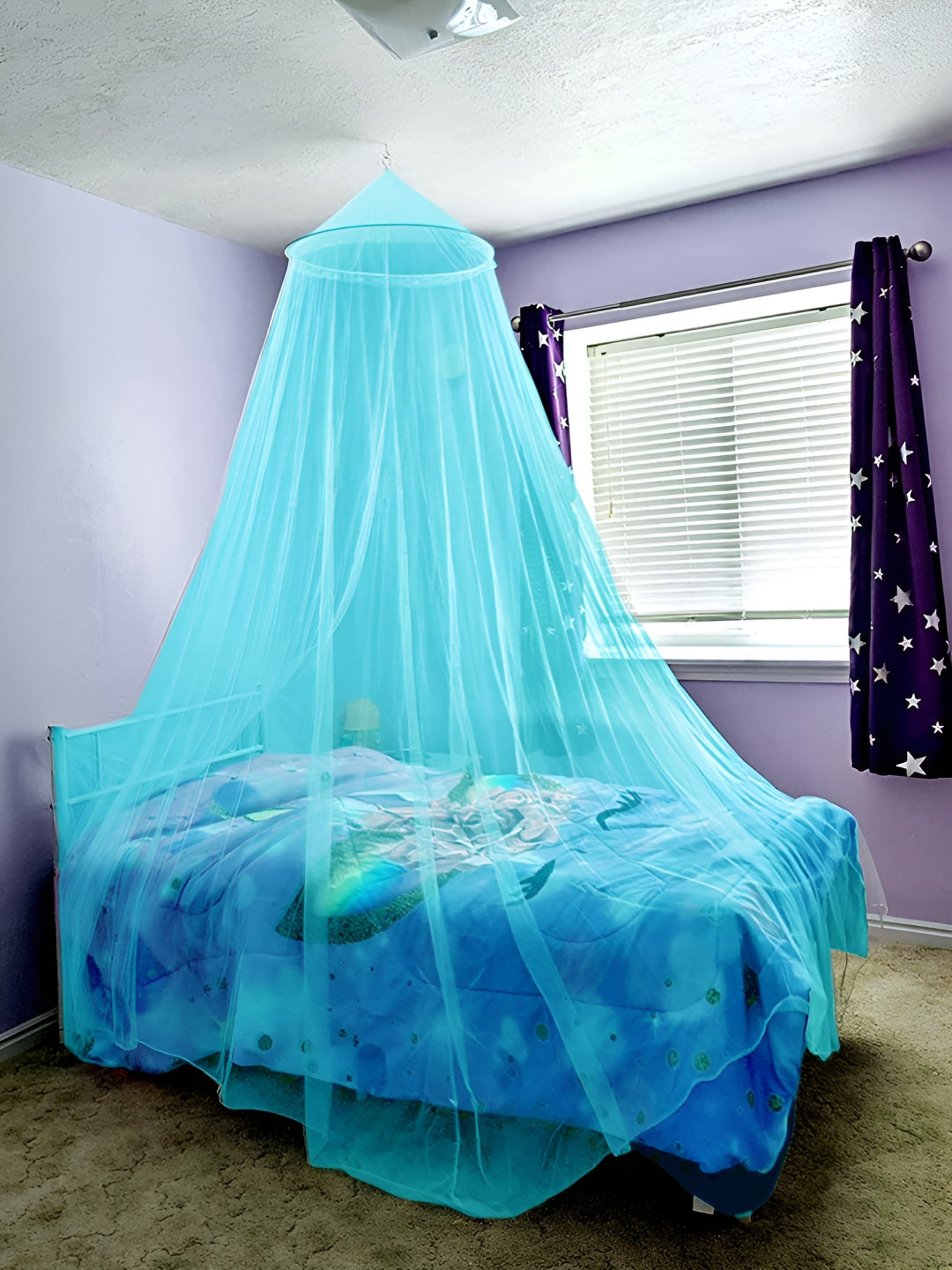 

MARUTI ENTERPRISE Blue King Size Hanging Mosquito Net