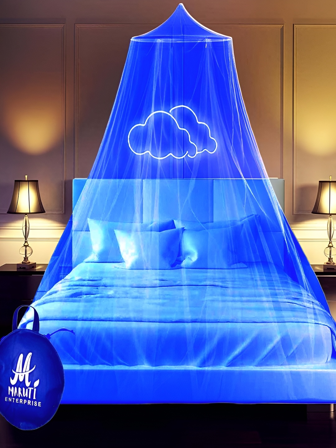 

MARUTI ENTERPRISE Blue King Size Hanging Mosquito Net