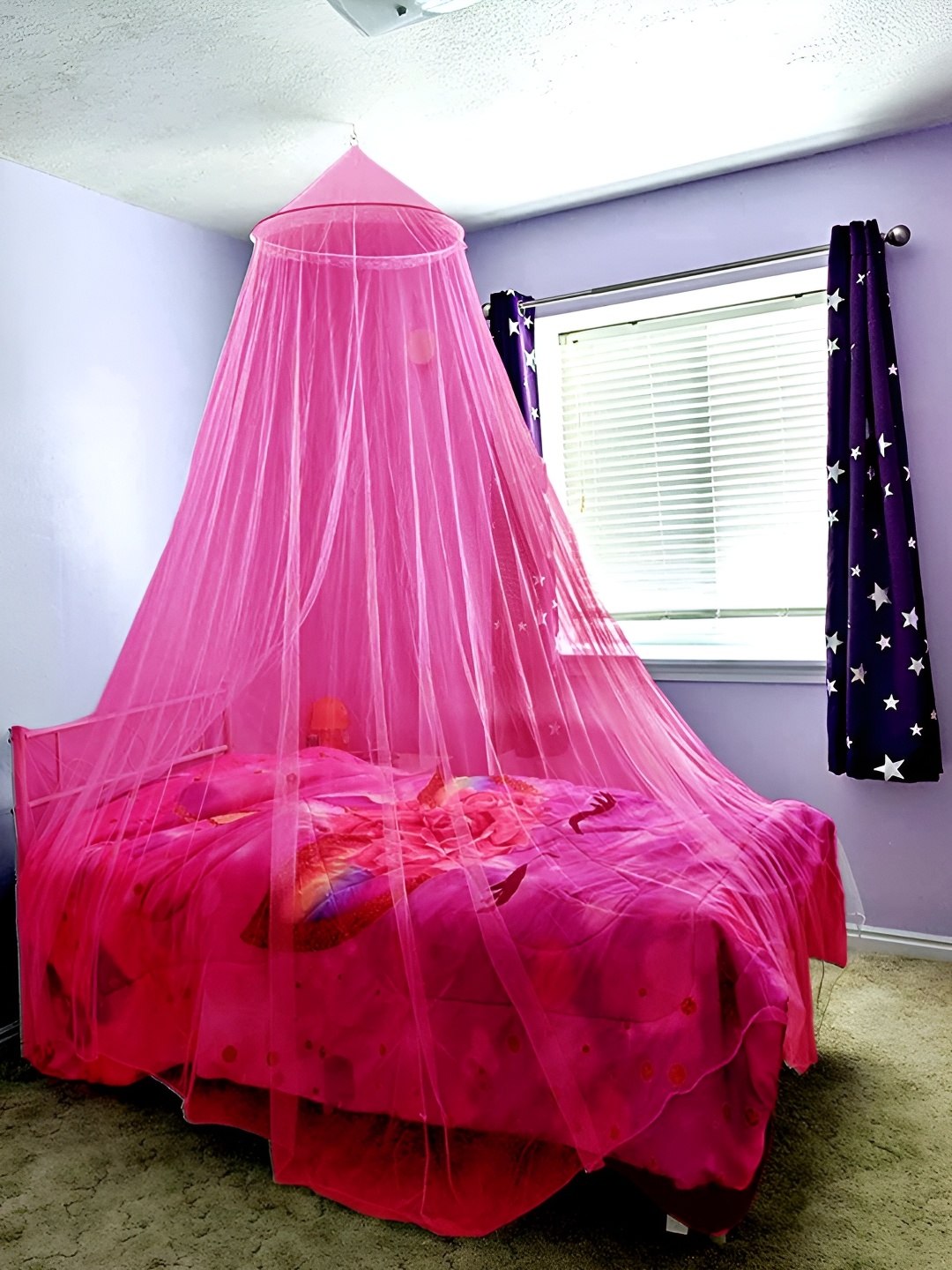 

MARUTI ENTERPRISE Pink King Size Hanging Mosquito Net