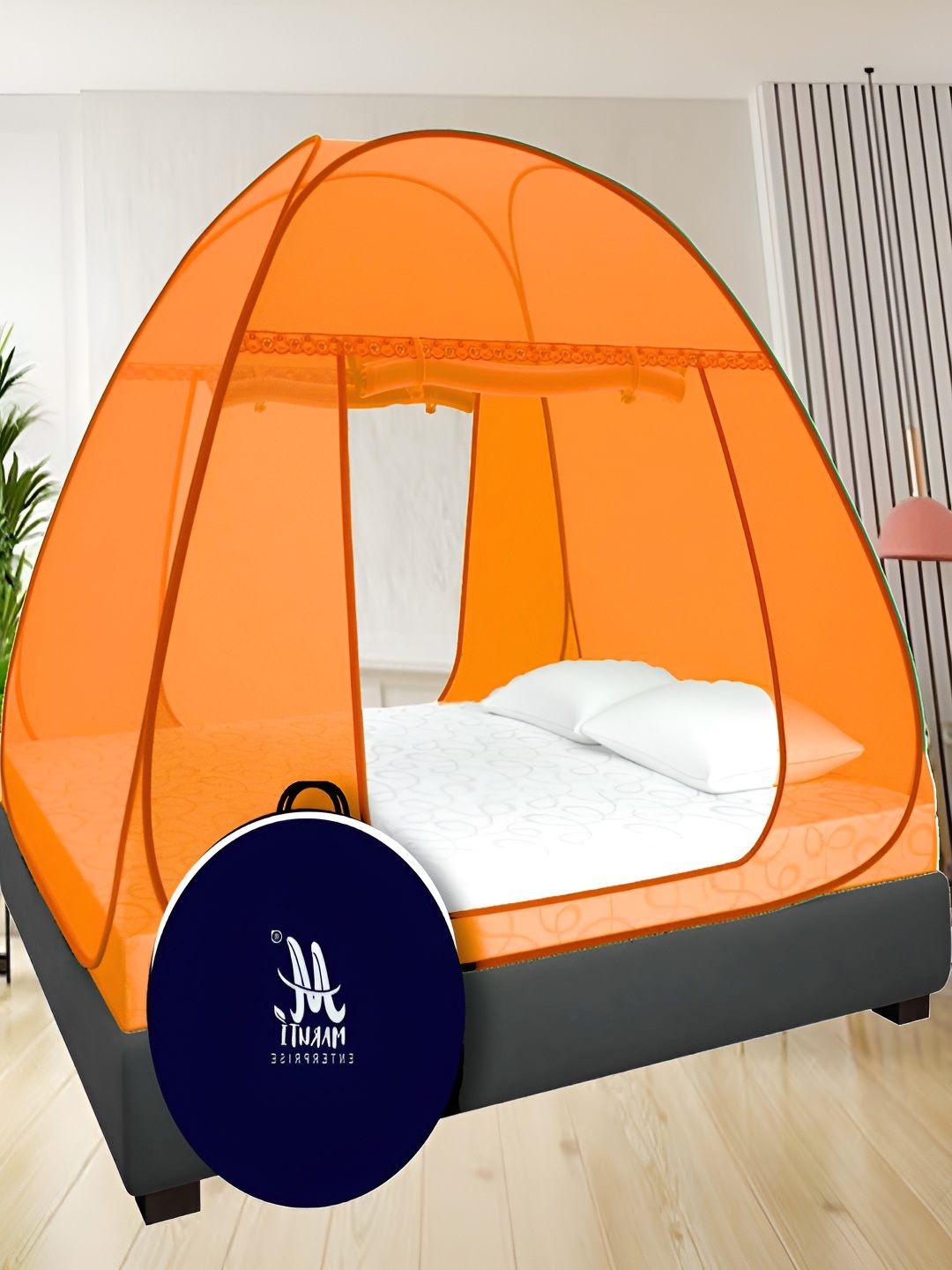 

MARUTI ENTERPRISE Orange King Size Tent Mosquito Net