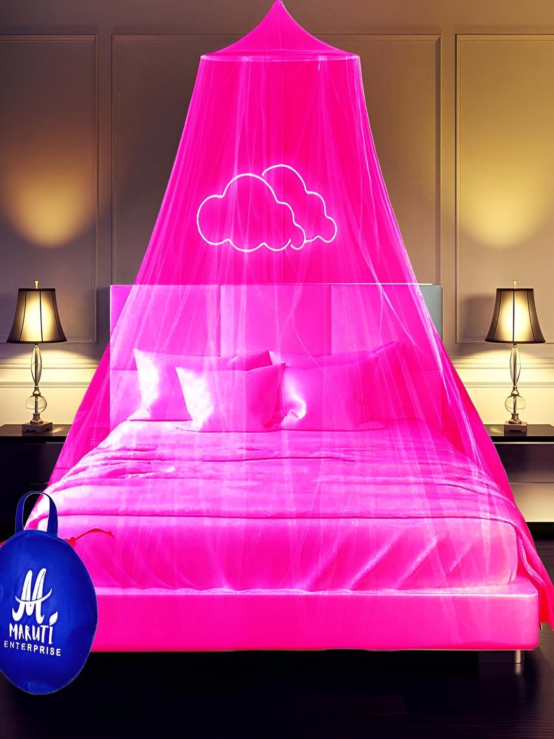 

MARUTI ENTERPRISE Pink King Size Hanging Mosquito Net