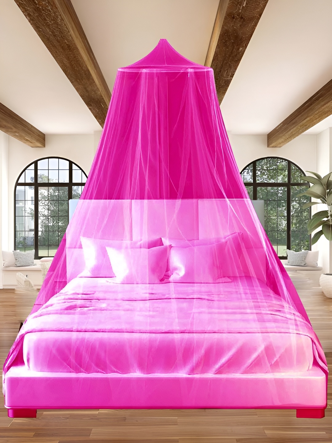 

MARUTI ENTERPRISE Pink King Size Hanging Mosquito Net