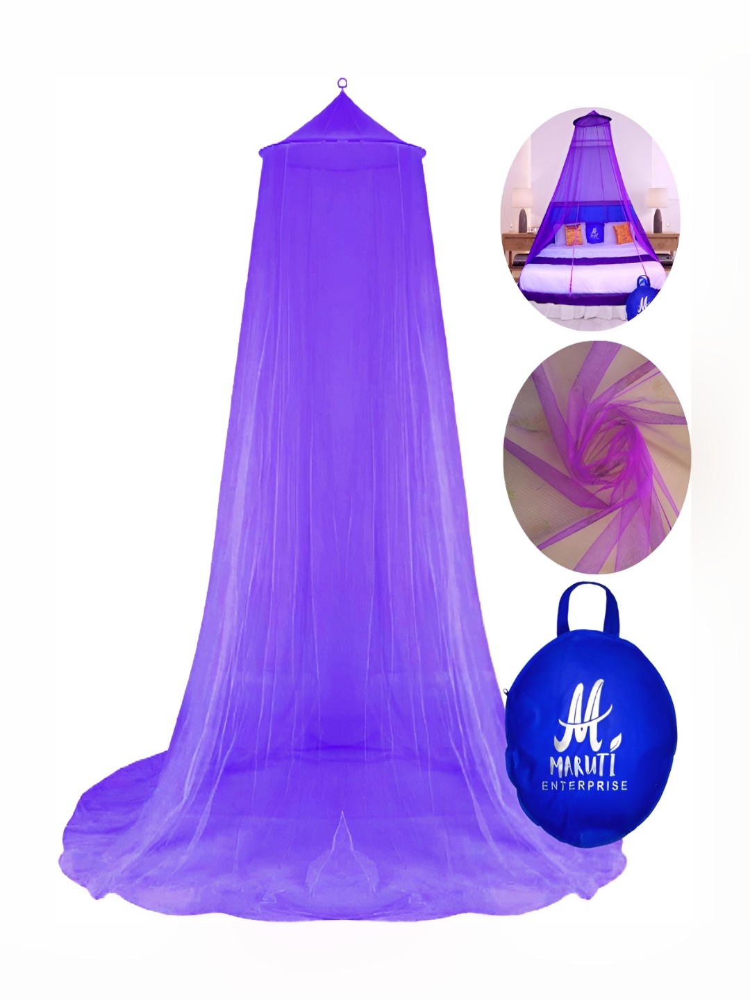 

MARUTI ENTERPRISE Purple King Size Hanging Mosquito Net