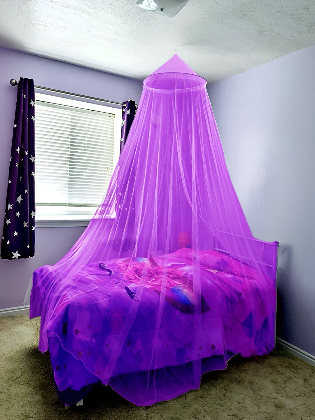 

MARUTI ENTERPRISE Purple King Size Hanging Mosquito Net