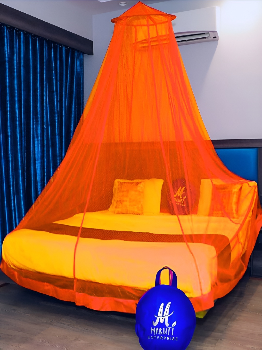 

MARUTI ENTERPRISE Orange King Size Hanging Mosquito Net