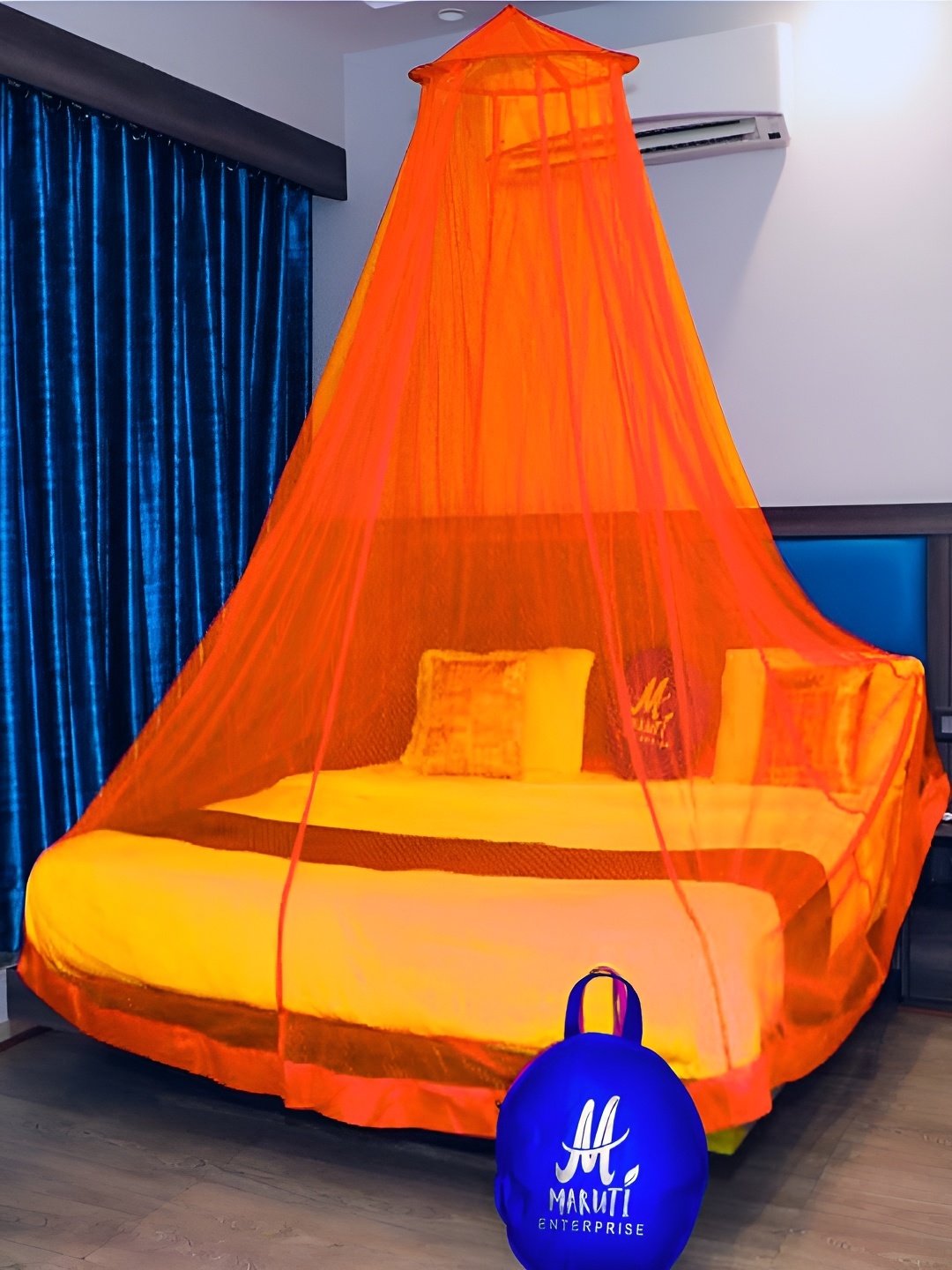 

MARUTI ENTERPRISE Orange King Size Hanging Mosquito Net