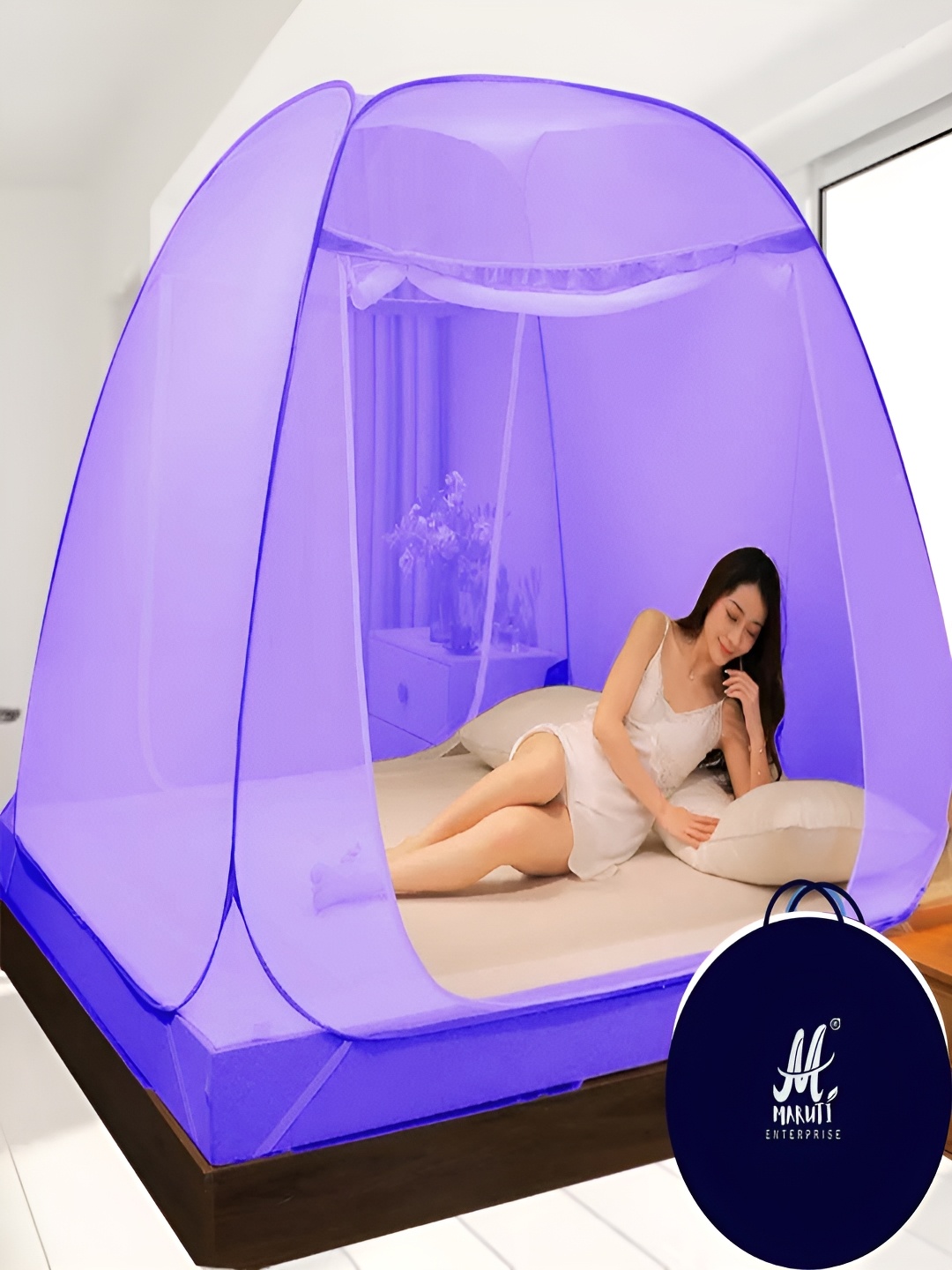 

MARUTI ENTERPRISE Purple King Size Tent Mosquito Net