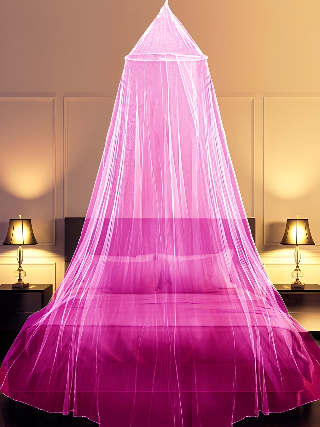 

MARUTI ENTERPRISE Pink King Size Tent Mosquito Net