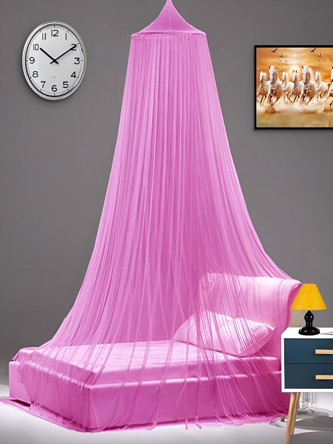 

MARUTI ENTERPRISE Pink King Size Hanging Mosquito Net