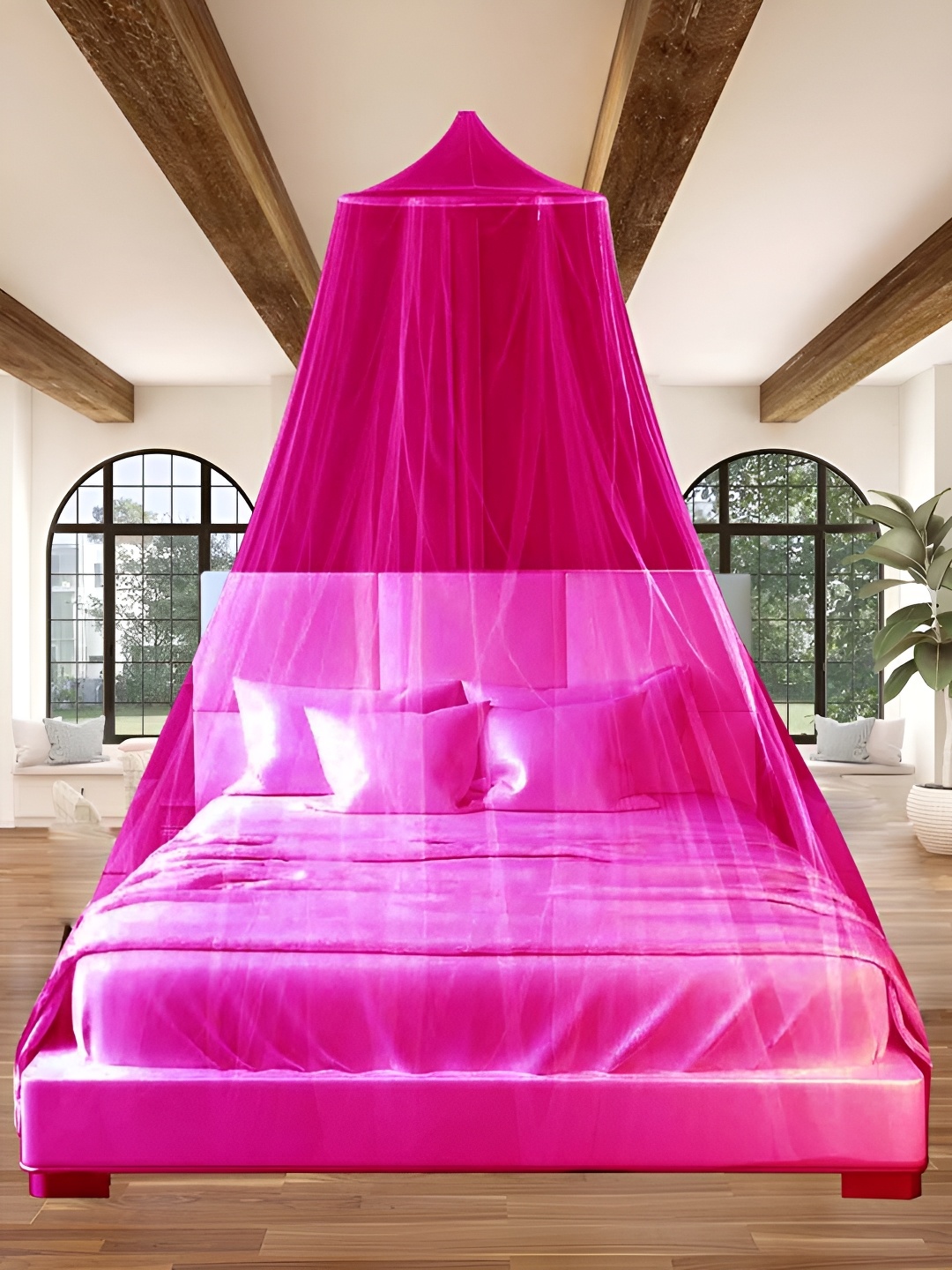 

MARUTI ENTERPRISE Pink King Size Hanging Mosquito Net