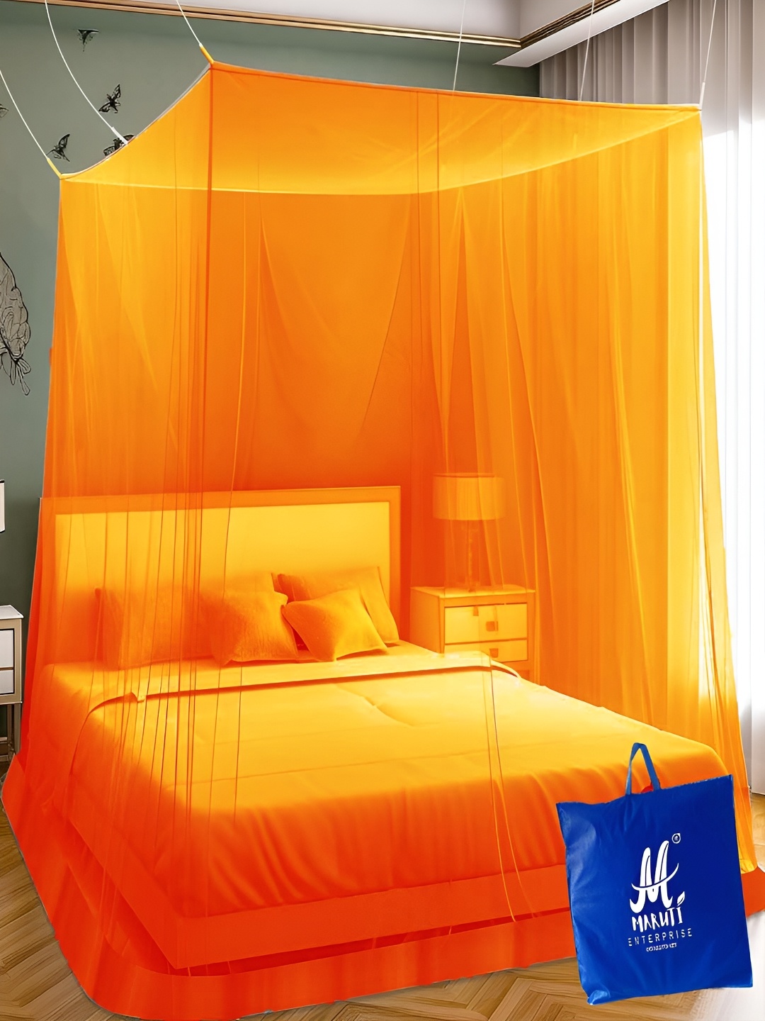 

MARUTI ENTERPRISE Orange King Size Hanging Mosquito Net