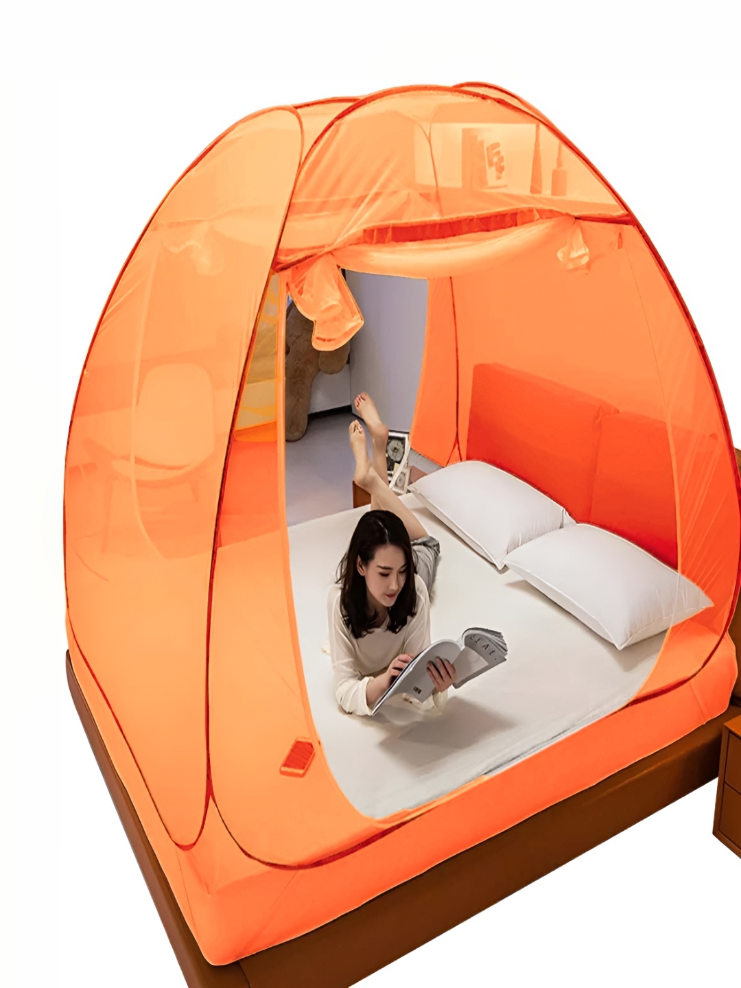 

MARUTI ENTERPRISE Orange King Size Tent Mosquito Net