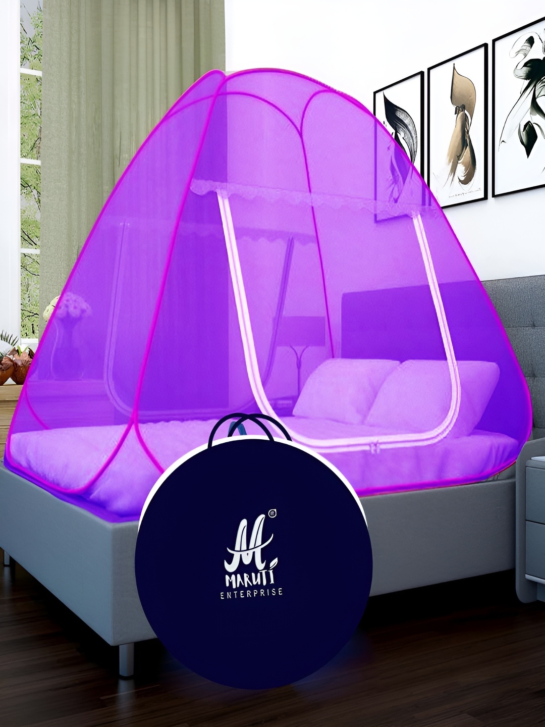

MARUTI ENTERPRISE Purple King Size Tent Mosquito Net