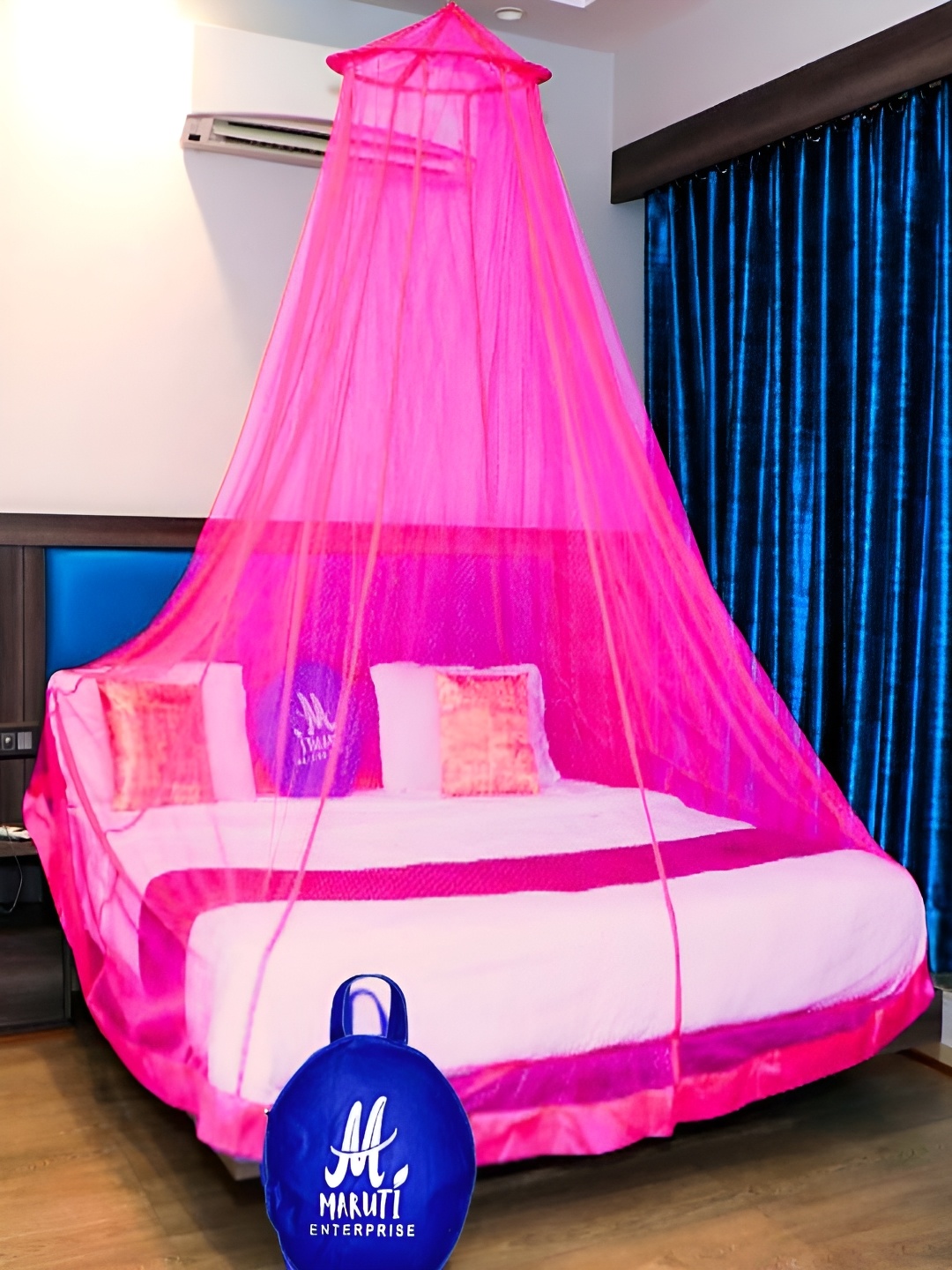 

MARUTI ENTERPRISE Pink King Size Hanging Mosquito Net