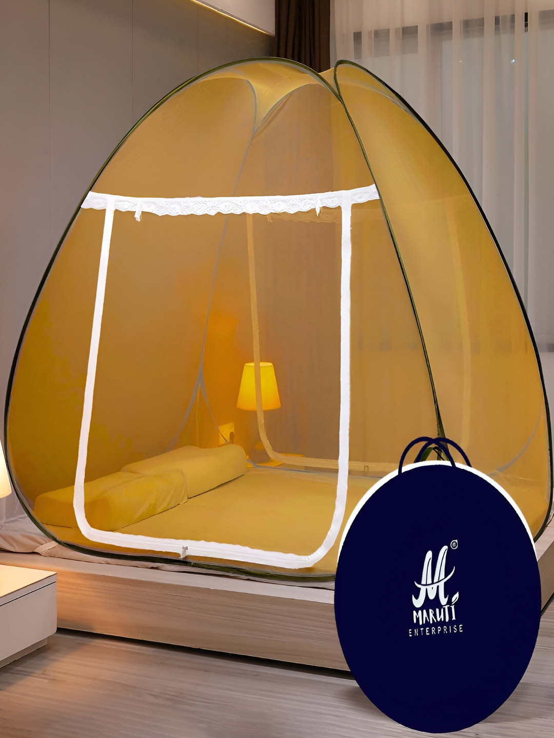 

MARUTI ENTERPRISE Khaki & White King Size Tent Mosquito Net