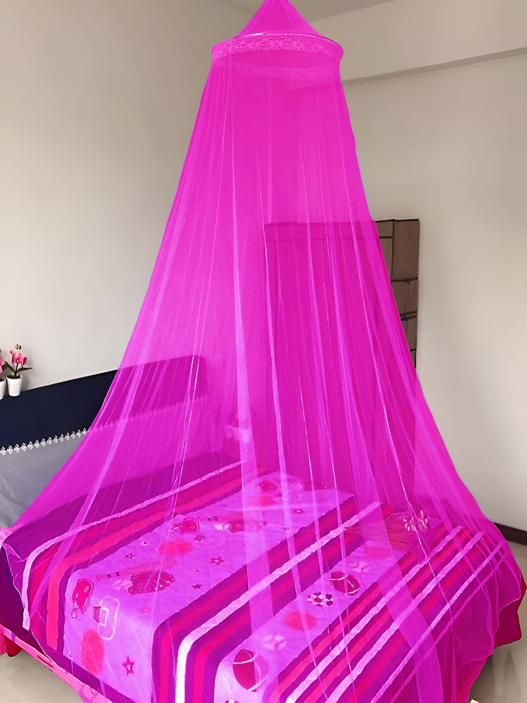 

MARUTI ENTERPRISE Pink King Size Hanging Mosquito Net