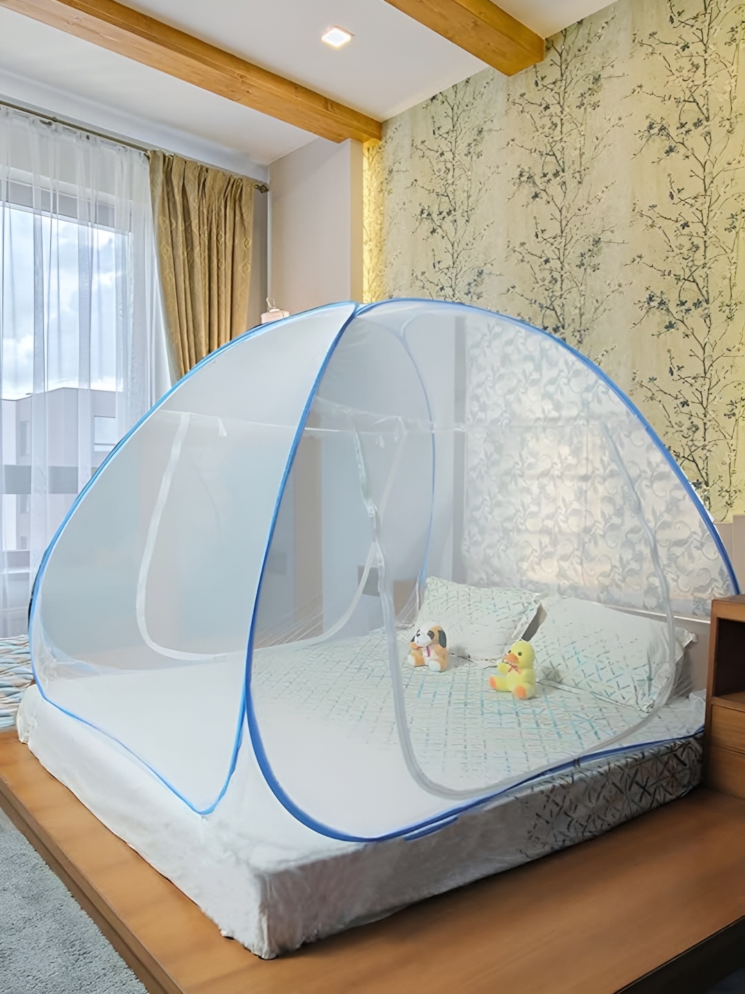 

MARUTI ENTERPRISE White & Blue King Size Tent Mosquito Net