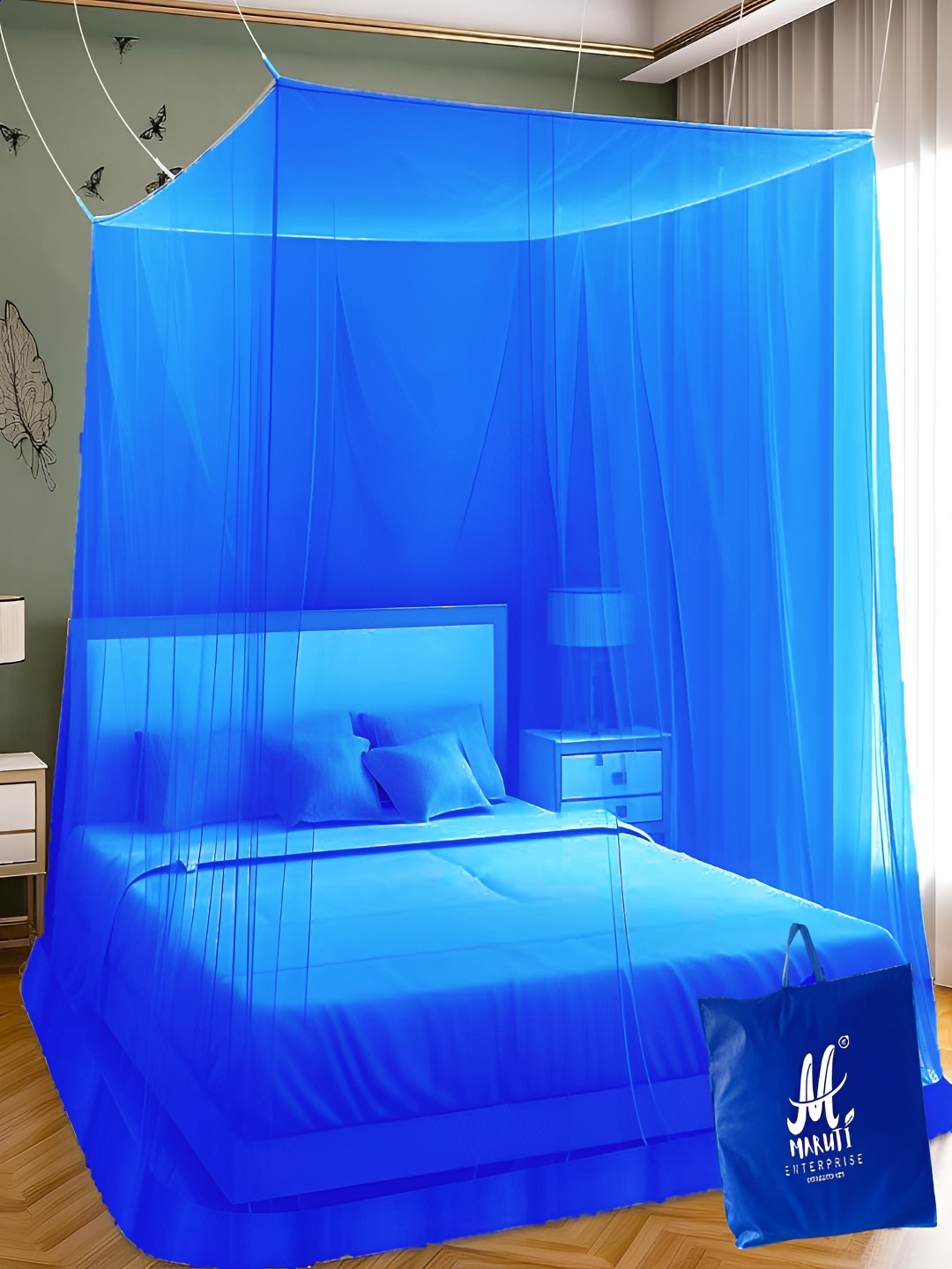 

MARUTI ENTERPRISE Blue King Size Hanging Mosquito Net