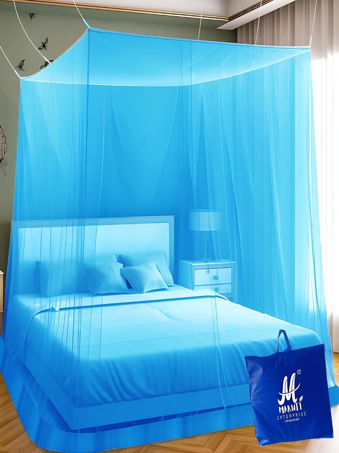 

MARUTI ENTERPRISE Blue King Size Hanging Mosquito Net