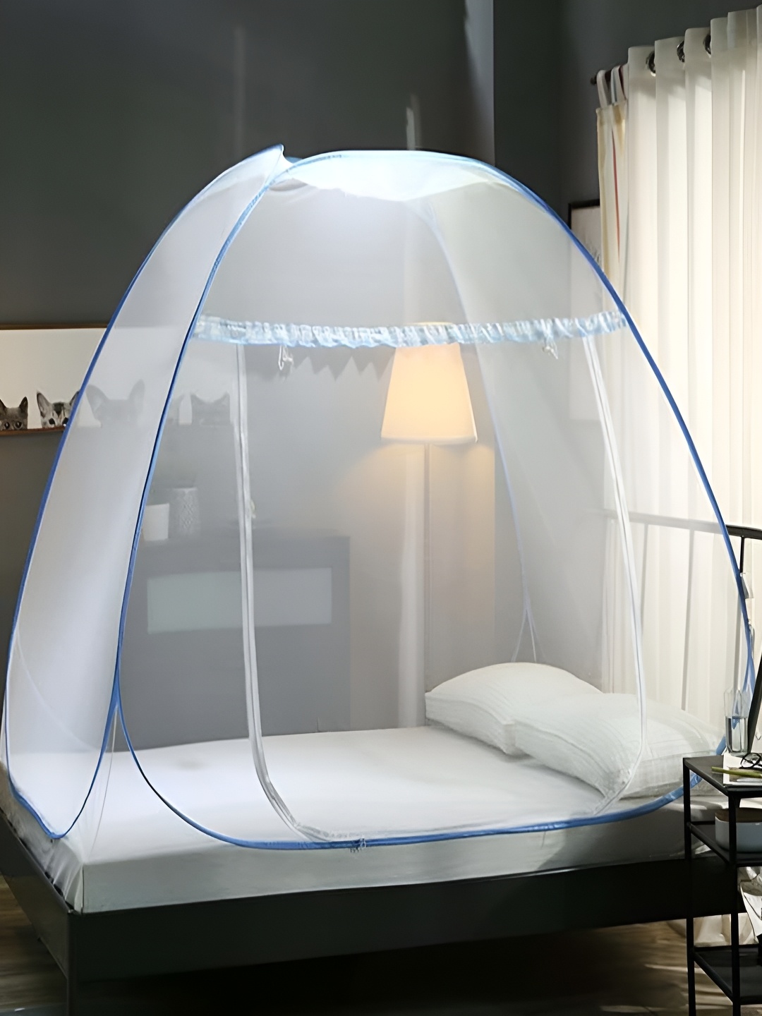 

MARUTI ENTERPRISE White & Blue King Size Tent Mosquito Net