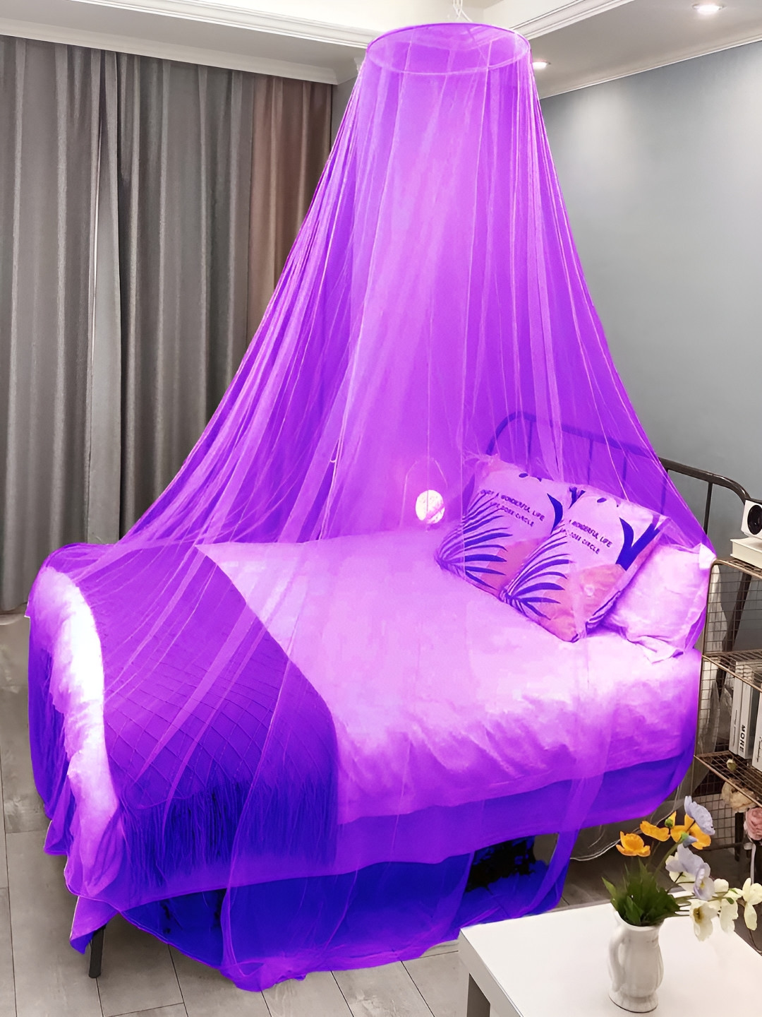 

MARUTI ENTERPRISE Purple King Size Hanging Mosquito Net