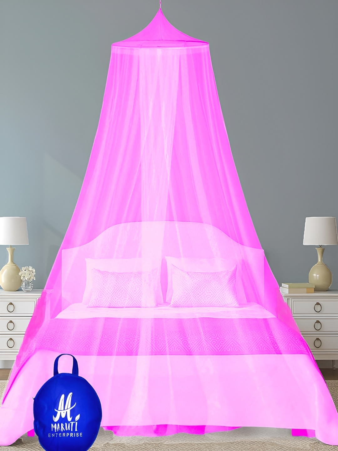 

MARUTI ENTERPRISE Pink King Size Hanging Mosquito Net