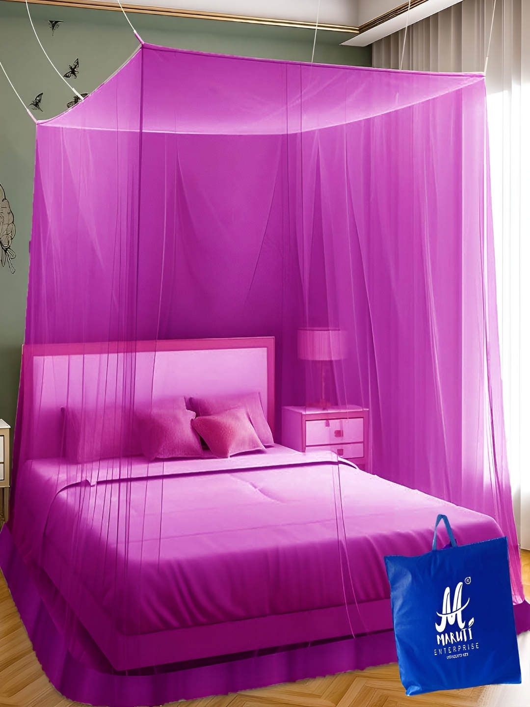 

MARUTI ENTERPRISE Purple King Size Hanging Mosquito Net