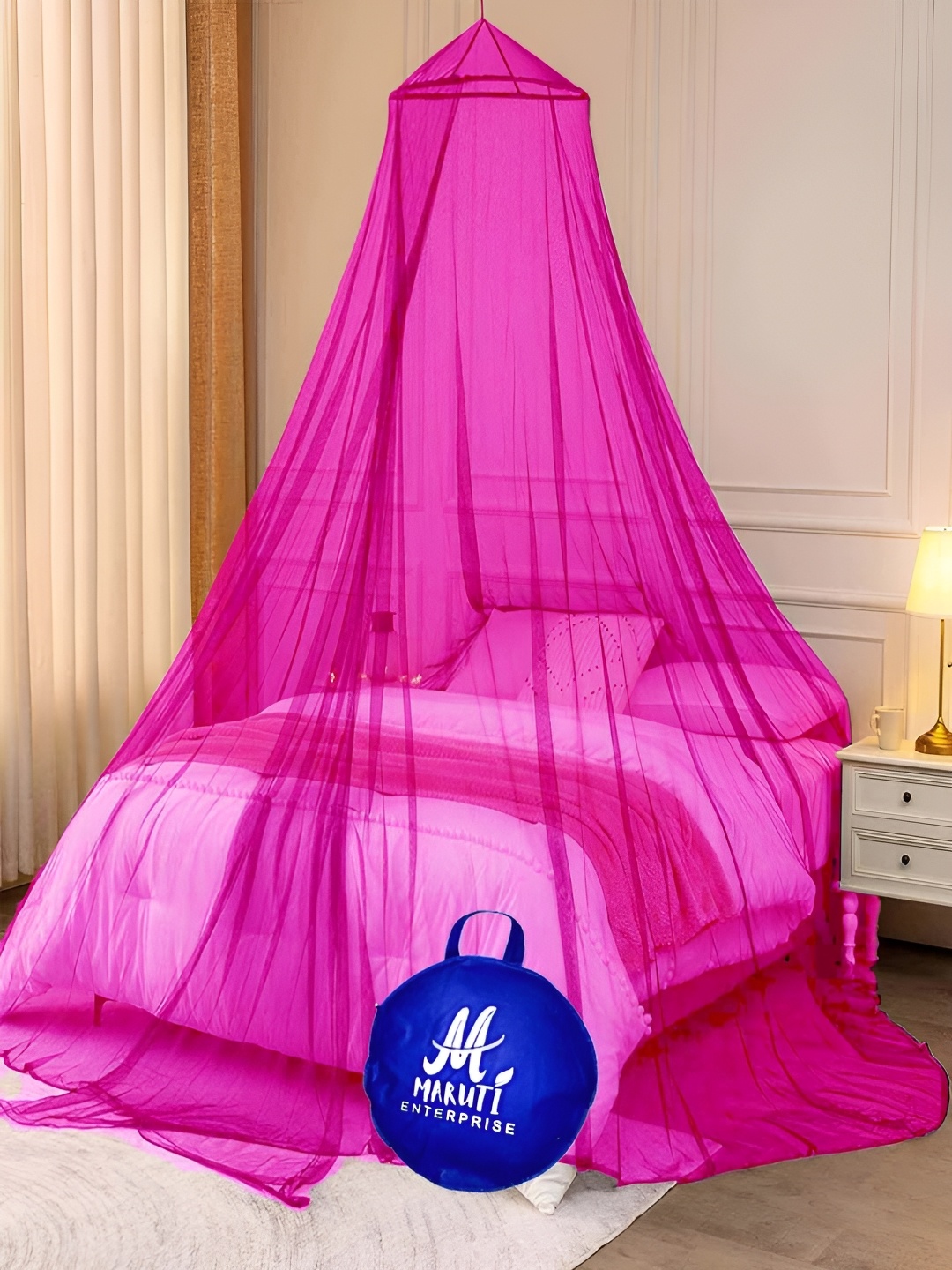 

MARUTI ENTERPRISE Pink King Size Hanging Mosquito Net