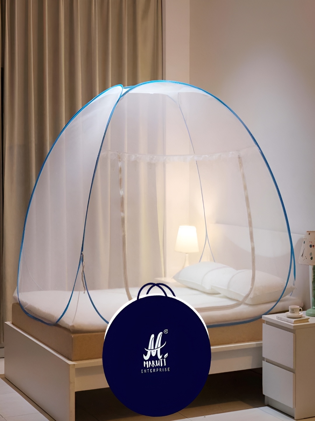 

MARUTI ENTERPRISE White & Blue King Size Tent Mosquito Net