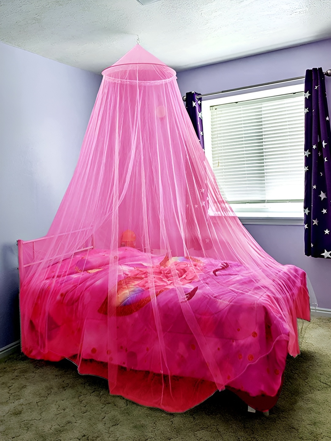 

MARUTI ENTERPRISE Pink King Size Hanging Mosquito Net