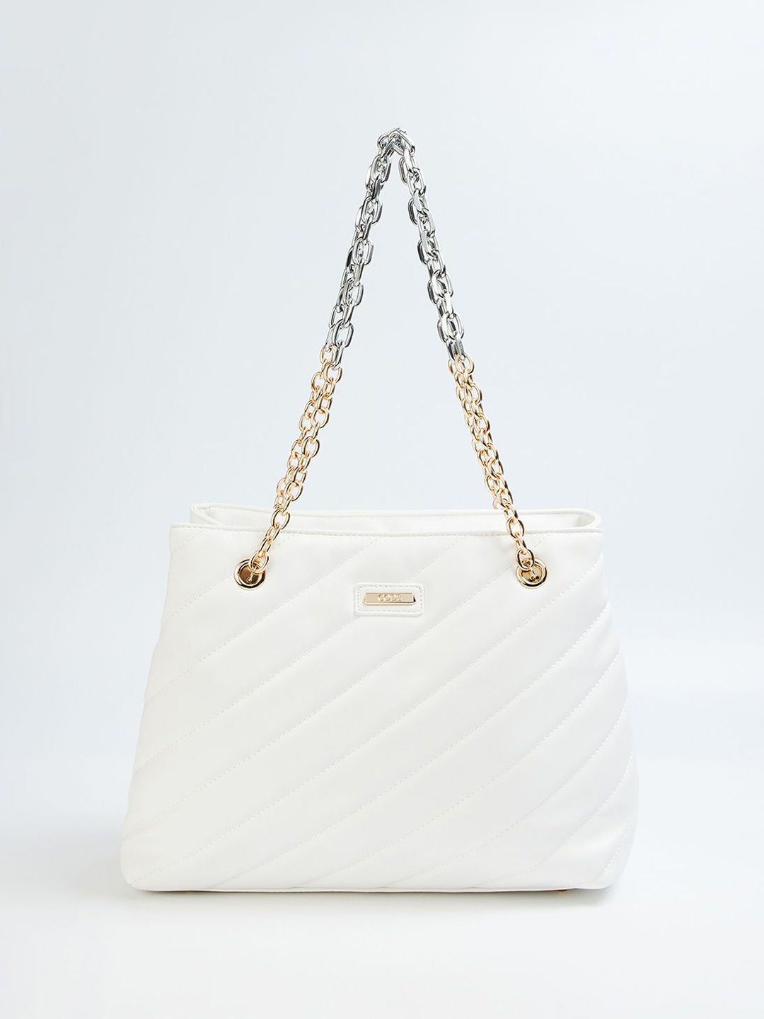 

CODE by Lifestyle Structured Shoulder Bag with Quilted, White