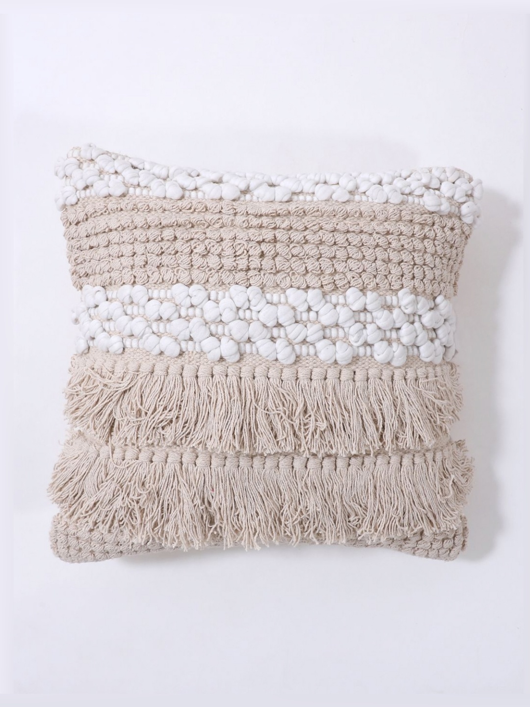 

Art Avenue Off White & Cream Embroidered Cotton Square Cushion Cover