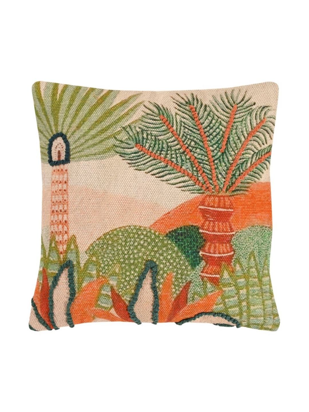 

Art Avenue Green & Orange Floral Square Cushion Covers