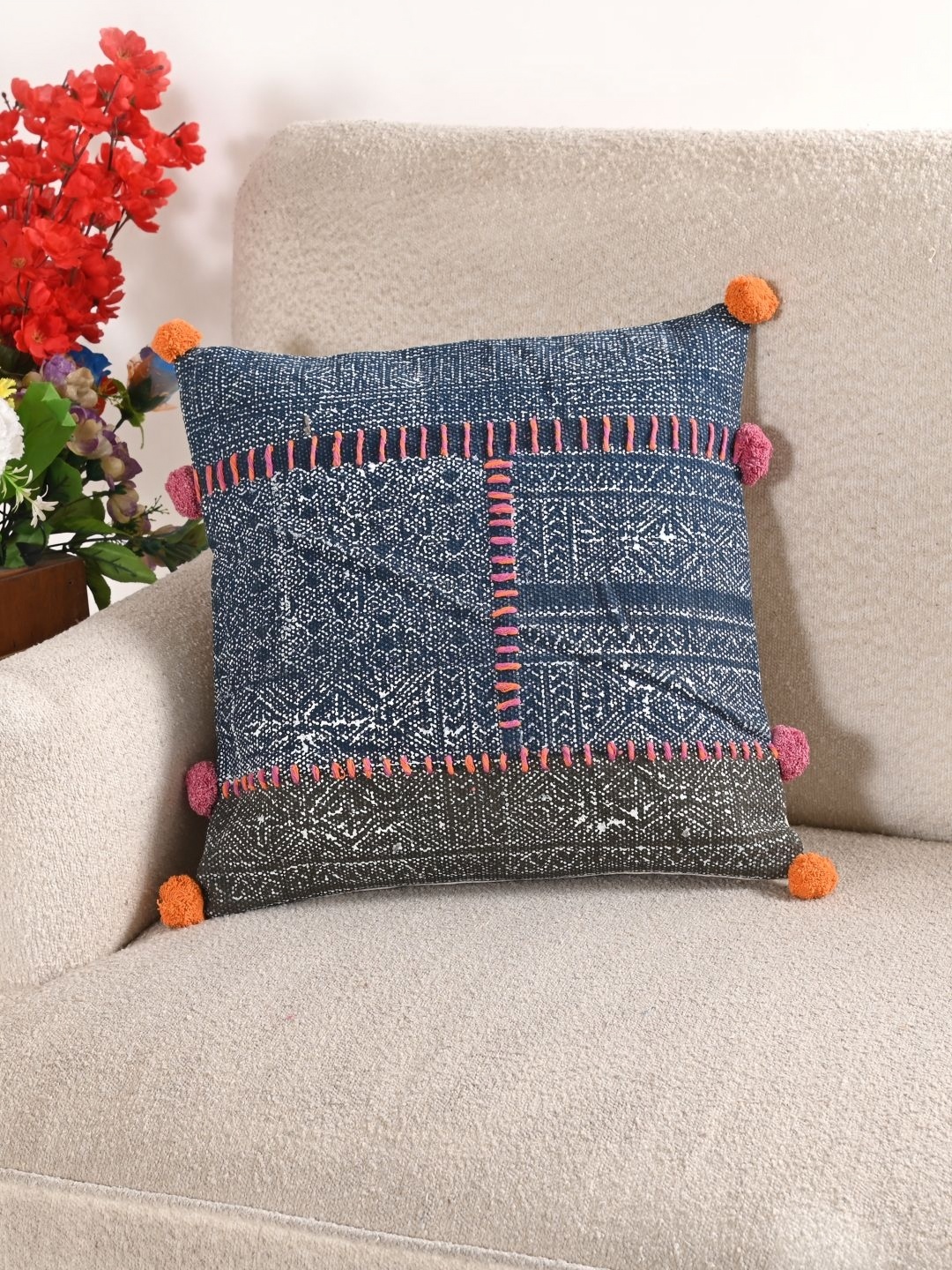 

Art Avenue Black & Blue Geometric Square Cushion Covers