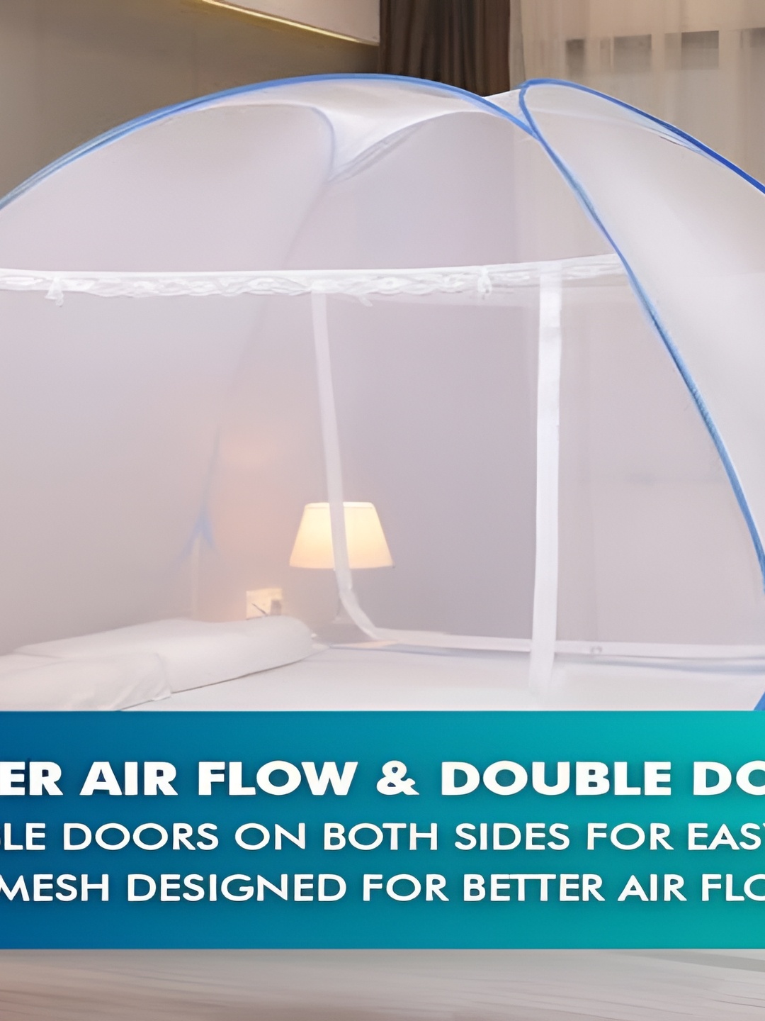 

Evafly Blue & White King Size Tent Foldable Mosquito Net