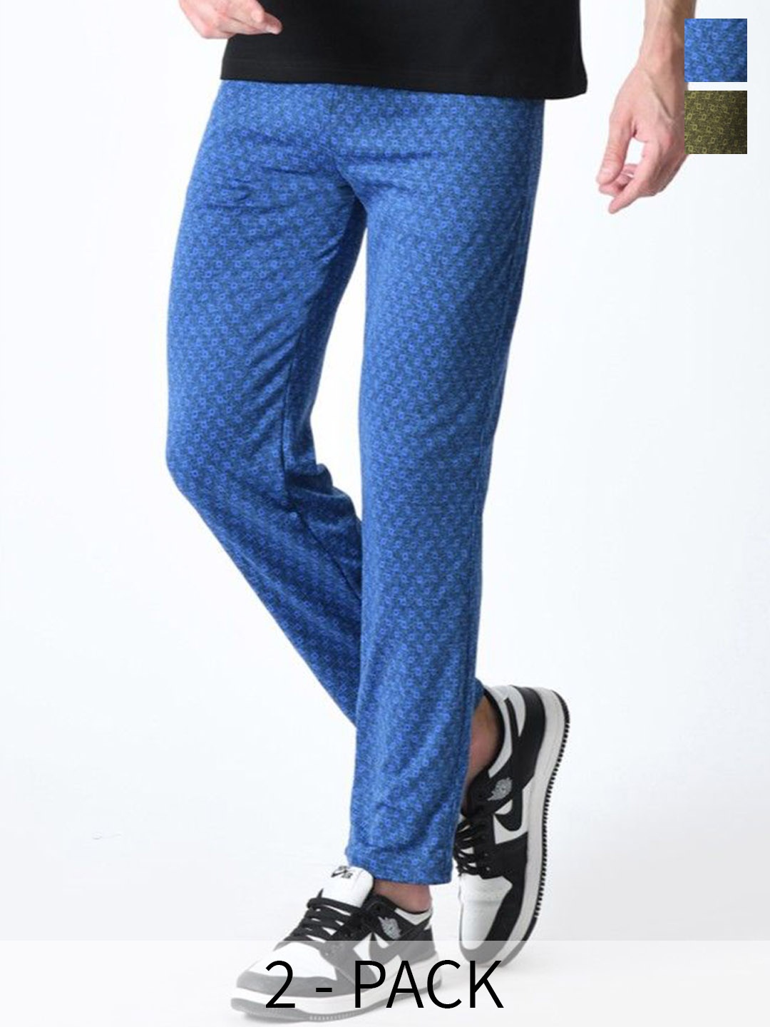 

BAESD Pack of 2 Check Printed Lower Track Pants, Green