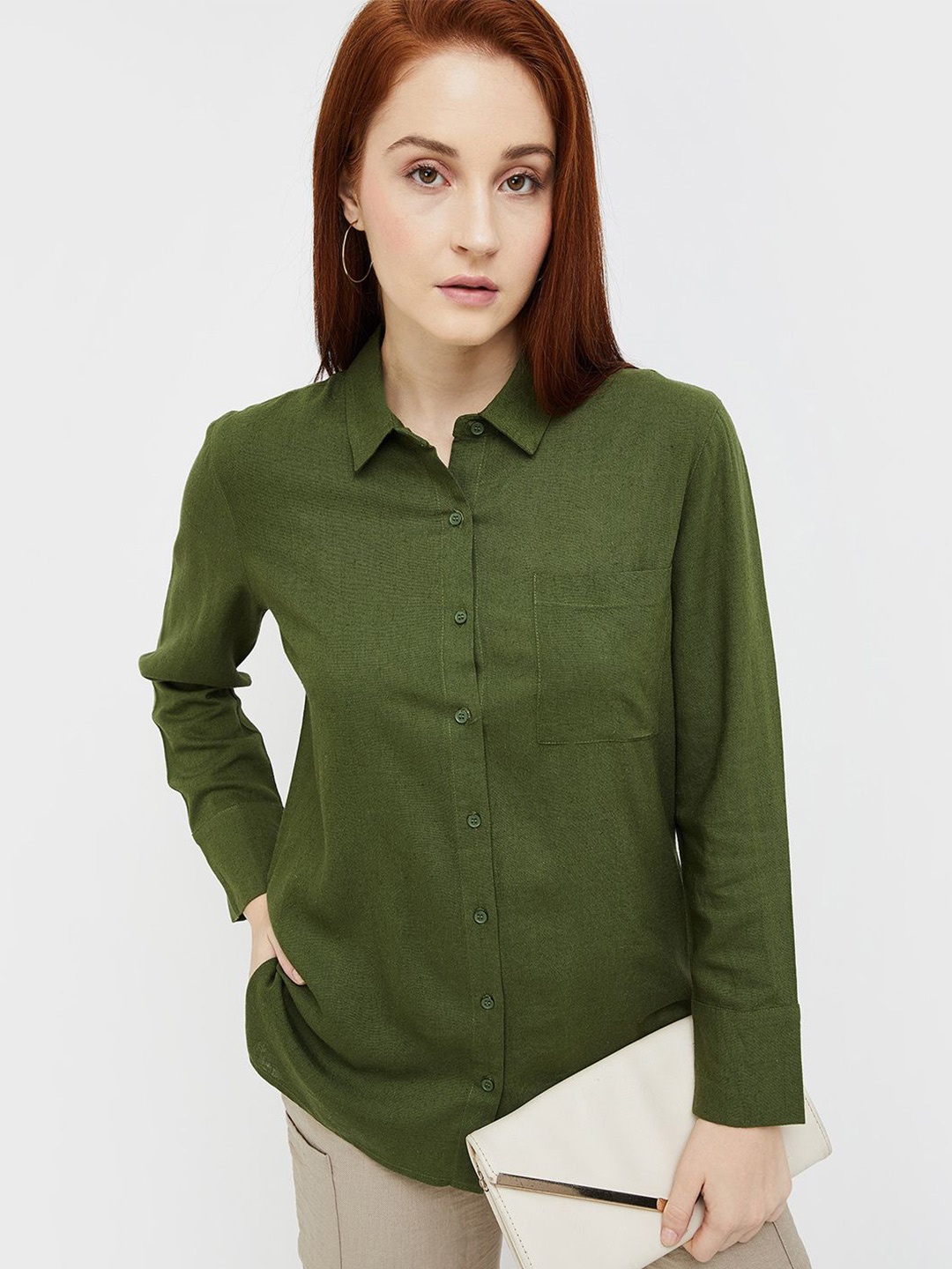 

CODE by Lifestyle Shirt Style Top, Olive