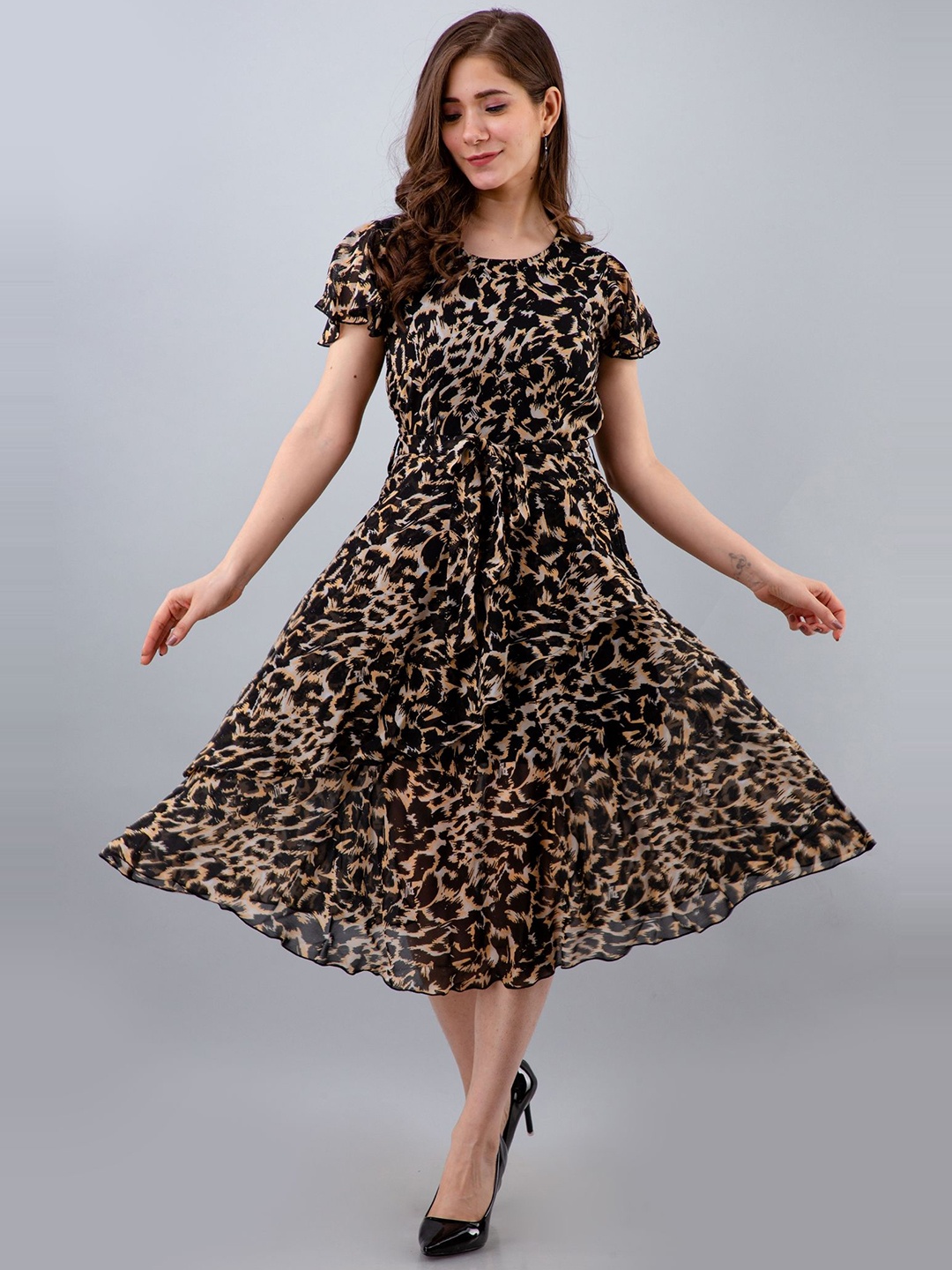 

PRETTY LOVING THING Floral Print Crepe Fit & Flare Midi Dress, Multi