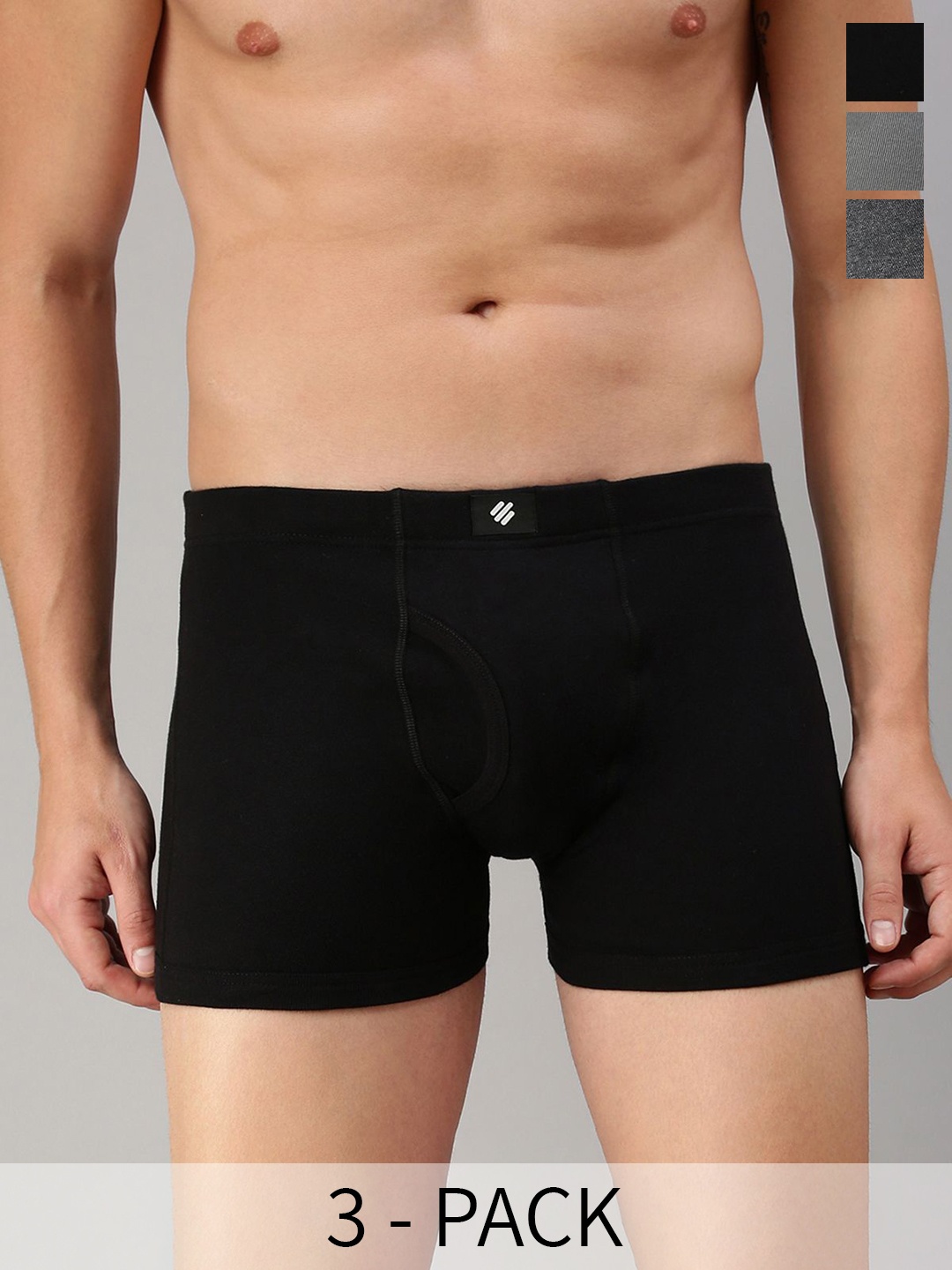 

ONN Men 3-Pcs Assorted Breathability Trunks, Black