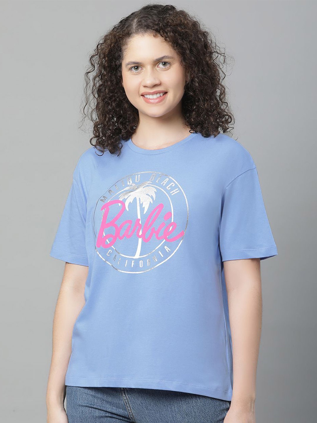 Free Authority Barbie Printed Pure Cotton T-Shirt, Blue