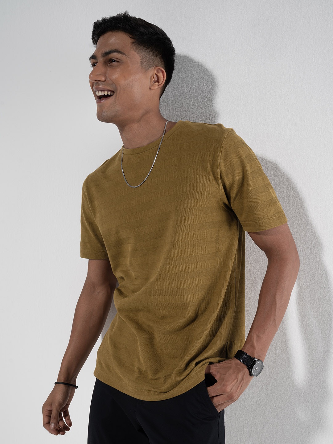 

DAMENSCH Statement Textured Pure Cotton T-Shirt, Brown