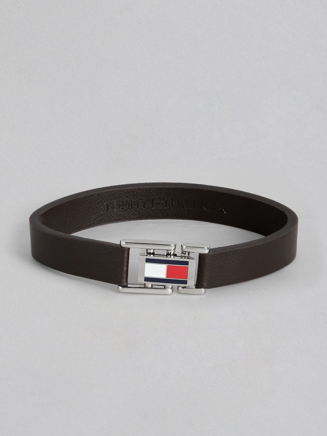 

Tommy Hilfiger Men Leather Brass-Plated Wraparound Bracelet, Brown