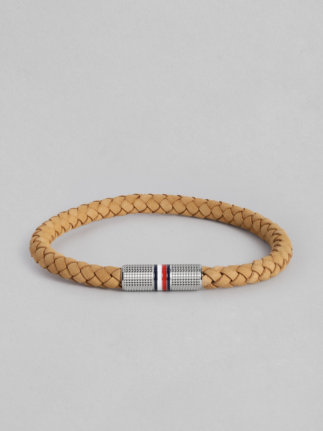 

Tommy Hilfiger Men Leather Brass-Plated Wraparound Bracelet, Brown
