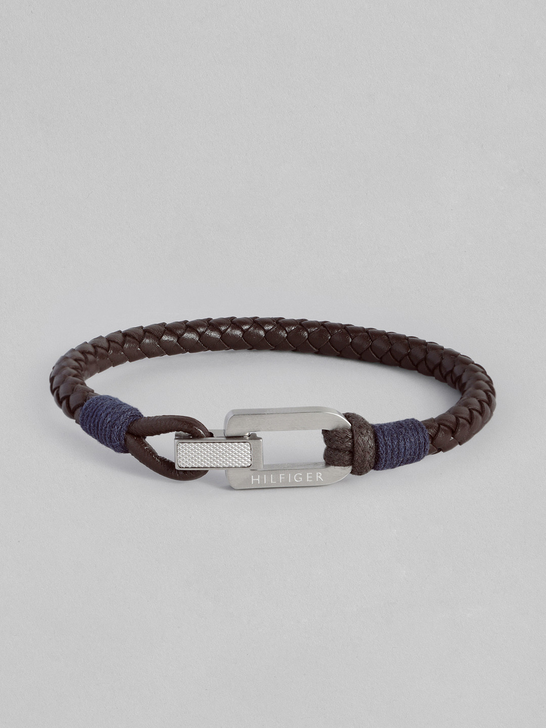 

Tommy Hilfiger Men Leather Brass-Plated Wraparound Bracelet, Brown