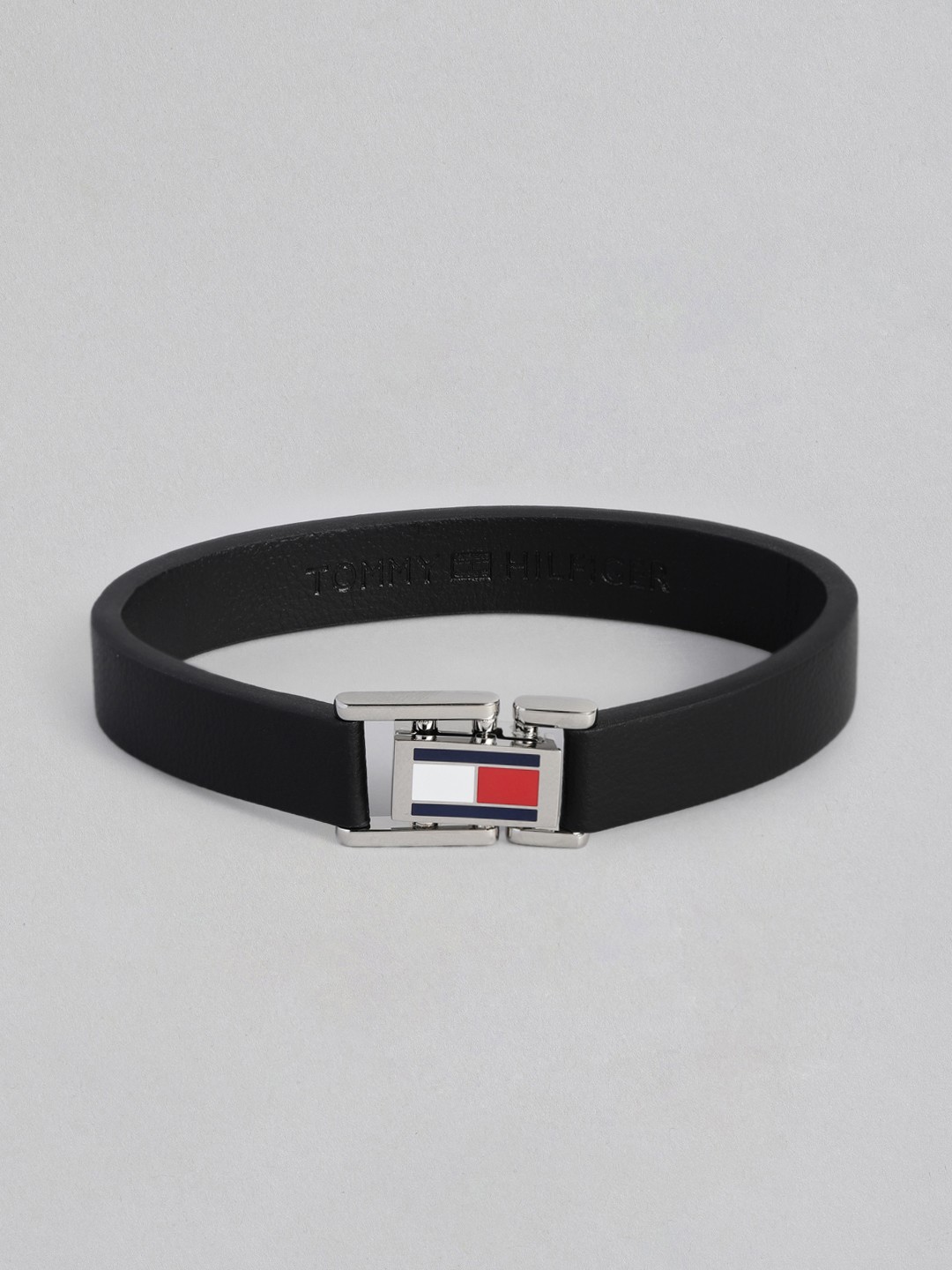 

Tommy Hilfiger Men Leather Brass-Plated Wraparound Bracelet, Black