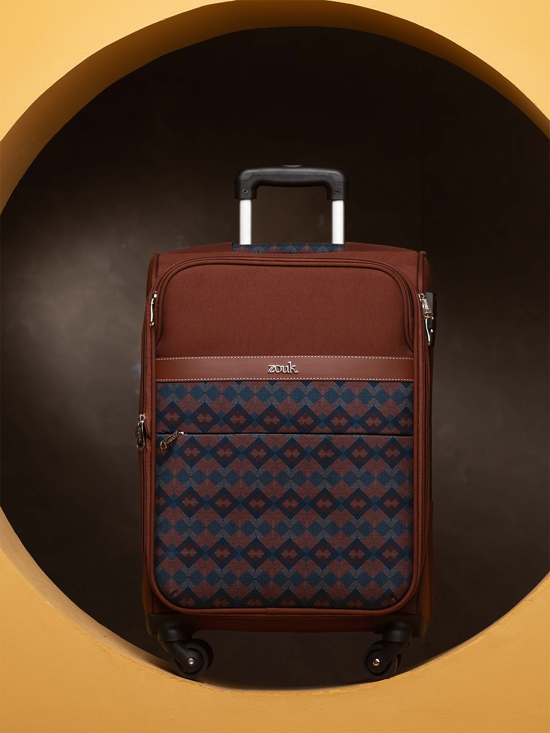 

ZOUK Periyar Waves Cabin Avasa Printed Trolley Bag, Brown