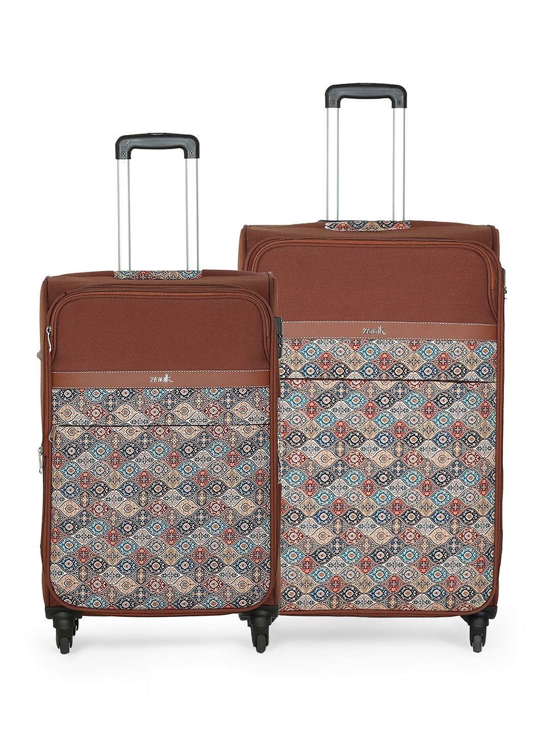 

ZOUK Jammu Kaleen Set of 2 Medium & Large Avasa Trolley Bags, Brown