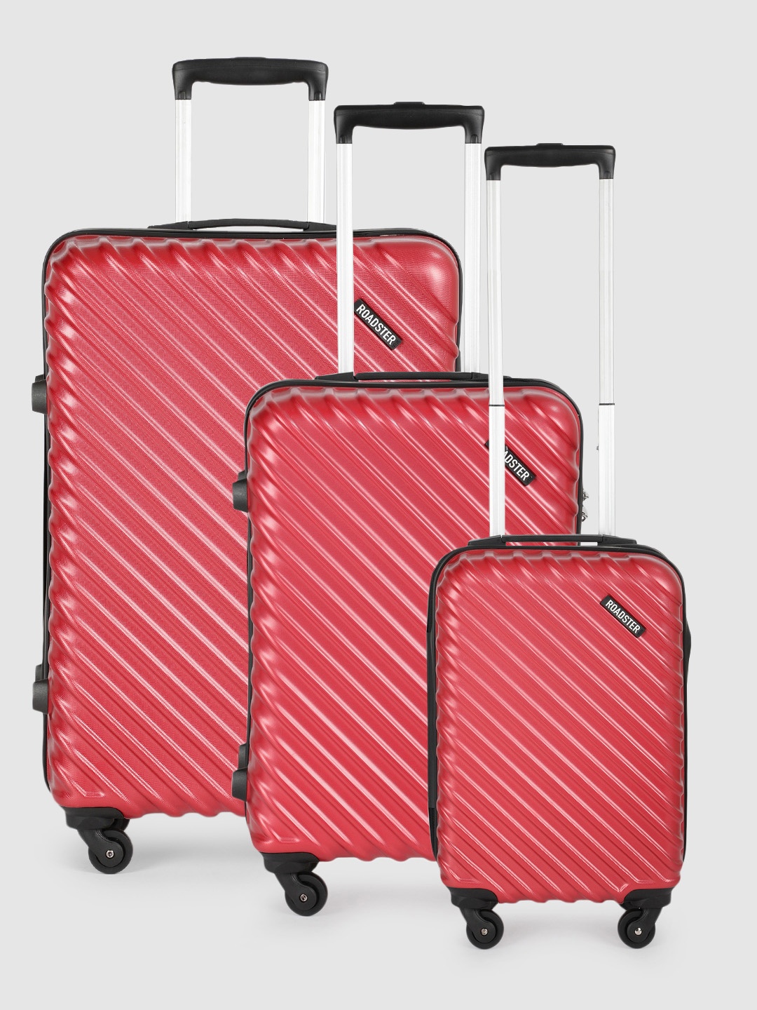 

Roadster Set of 3 Hard-Sided Trolley Suitcases - Cabin, Medium & Large, Red